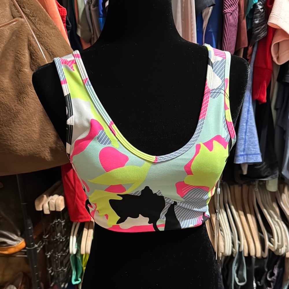 DKNY Sport Built-In Bra Abstract Crop Top